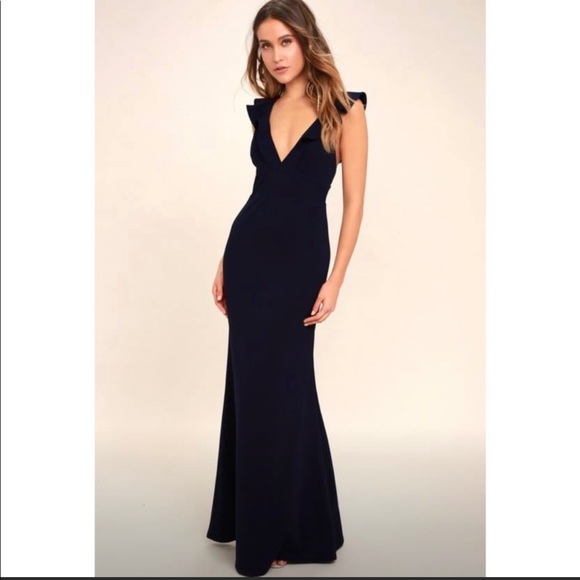 Lulus Dresses & Skirts - Lulus Navy Blue Long Formal Dress Small Low back